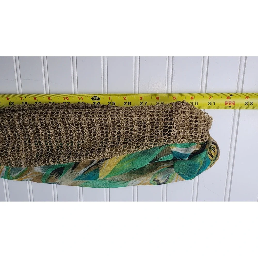 Unbranded Infinity Scarf‎ Women OS Green Gold Abstract Mesh Sequin Loop Scarf